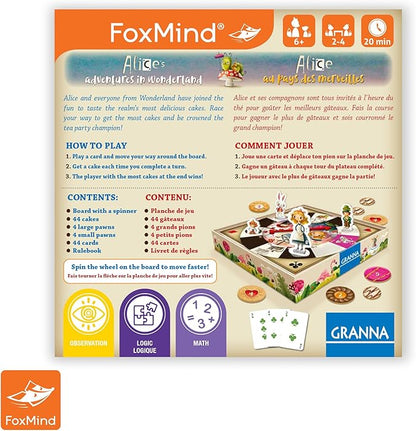 FoxMind Games: Alice's Adventures in Wonderland - Granna Fairytale Board Game Race to Become The Tea Party Champion Family Ages 6+ 2-4 Players