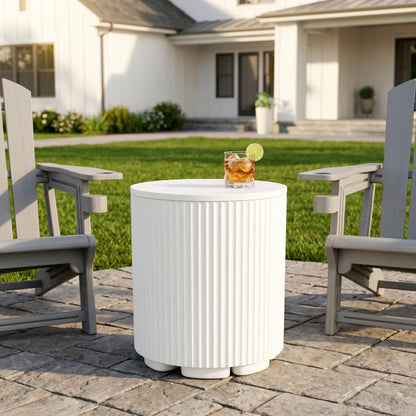 Zapdos 3-in-1 Outdoor Cooler Side Table, Portable Ice Chest Side Table, 16.65in Gallon Patio Ice Bucket, 330lbs Capacity, No Assembly, White, 2 Pack