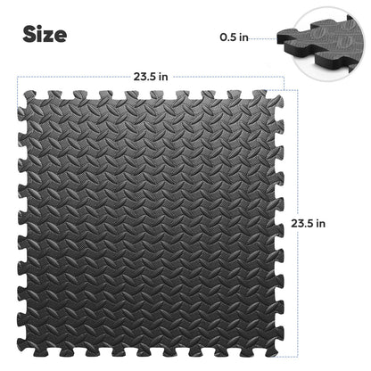 32 Pack Home Gym Mat, Puzzle Exercise Mat, EVA Interlocking Foam Floor Tiles for Home Workout Equipment and Kids' Play Areas - Black, 24 in x 24 in x ½ in - 32 Tiles (Black, 32 Pack, 128 SQ FT)