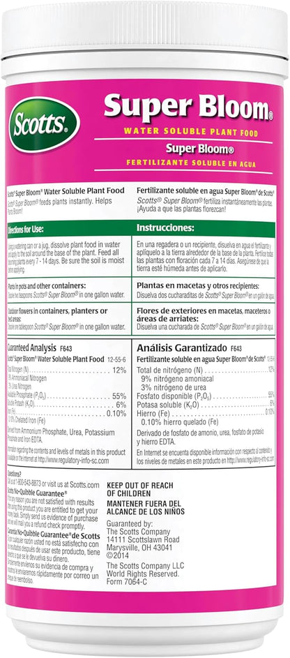 Scotts Super Bloom Plant Food - Water Soluble Fertilizer for Outdoor Flowers & Fruiting Plants | 2 lb, NPK 12-55-6