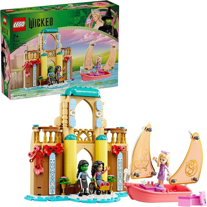 LEGO Wicked Glinda Elphaba and Nessarose at Shiz University Building Kit for Kids with Toy Boat and Dolls Gift for Girls and Boys from 7 Years Who Love Dollhouses 75681