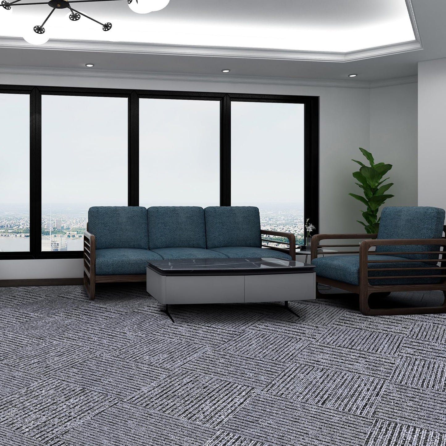 16-Pack 20"x20" Interlocking Carpet Tiles, Non-Adhesive Soft Padded Floor Mat Squares with Seamless Look, for Home Gym Office Indoor Outdoor Use (43 Sq Ft) (Aviv21914)
