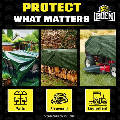 Ultra Heavy Duty Tarp Waterproof Large Cover | Hunter Green, 20' x 30' 16 Mil Thick | Rip Proof Tarps | Thick Weave Material, UV Resistant Great for Tarpaulin Canopy Tent, Boat, RV or Pool Cover