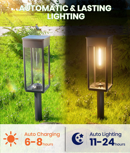 BITPOTT Solar Pathway Lights Outdoor,Bright Solar Lights for Outside, Waterproof Auto On/Off Garden Lights Solar Powered Landscape Lights for Yard Walkway Driveway Lawn (Warm White, 12 Pack)