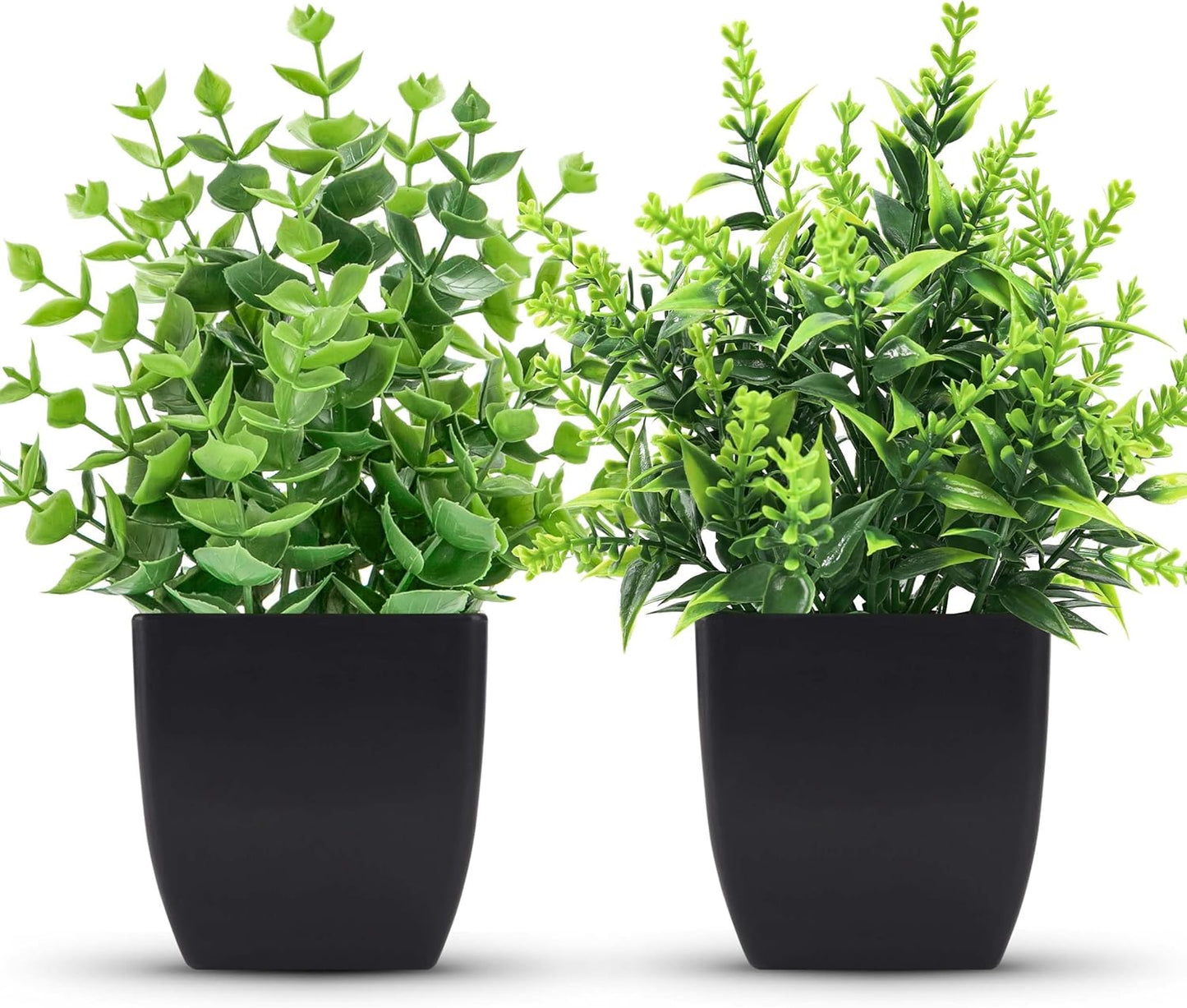 Skiennix 2 Pack Small Fake Plants - Stylish Black Bathroom Accessories for Home Decor