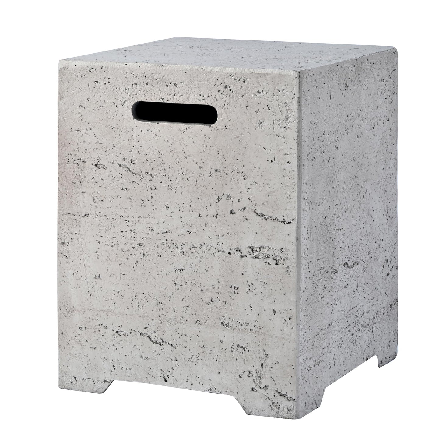 Merax Outdoor 15.75''MGO Propane Tank Cover Table, Propane Tank Holder with Handles on Both Sides & Groove Hole at The Bottom,Fire Side Table for Gas Fire Pits,No Assembly Needed, Light Gray