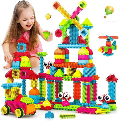 Contixo 144 pcs Bristle Shape 3D STEM Building Toys Construction Learning Stacking Educational Block Creativity Beyond Imagination Inspirational Safe &amp Durable Recreational Toy for Kids Ages
