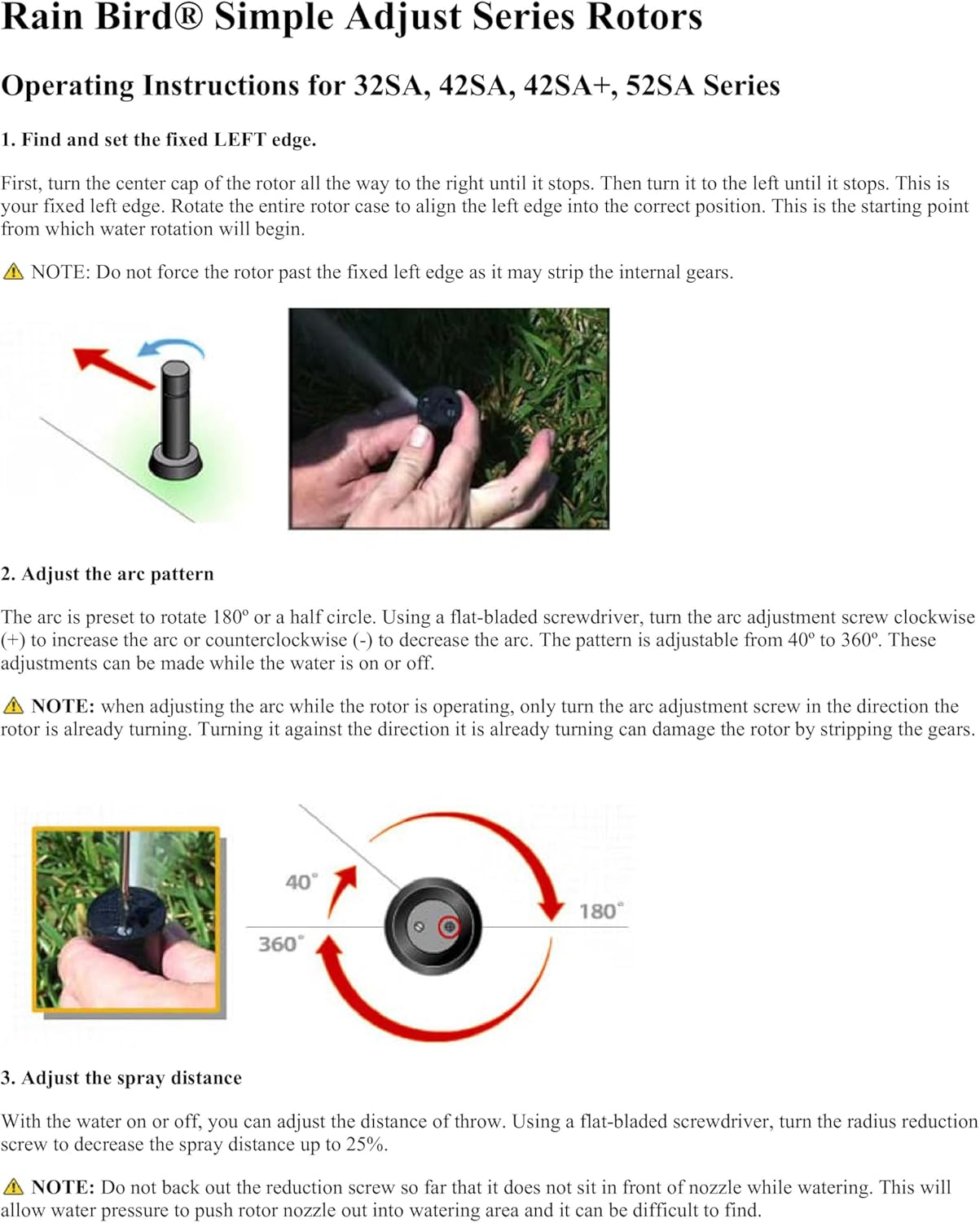 Rain Bird 42SASPG Gear Drive Rotor Sprinkler - Adjustable 40°-360° Pattern, 26'-38' Spray Distance