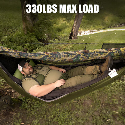 Night Cat Camping Hammock Tent: Lightweight Portable 4 in 1 Hammock with Rain Tarp and Mosquito Net for Adults Hiking Jungle Outdoor Camouflage