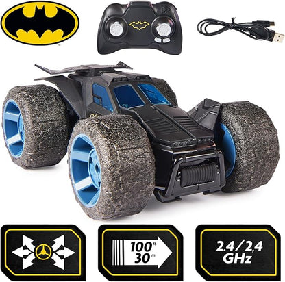 DC Comics Batman Stunt Force Batmobile Indoor Remote Control Car Turbo Boost &amp Crazy Stunts Collectible Super Hero Kids Toys for Boys and Girls 4 and Up