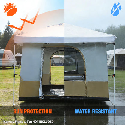 REDCAMP Canopy Camping Tent for Pop Up Canopy Tent, Inner Tent with Mesh Window, Converts Straight Leg 10'x10' or 10'x20' Canopy into Camping Tent, Fits 4-6 Person, Khaki(Frame/Shelter NOT Included)