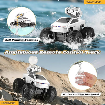 Remote Control RC Truck 1:16 Amphibious Remote Control Car with Water Squirt Waterproof RC Monster Truck 4WD All-Terrain Off-Road Pickup RC Trucks Gift for Kids Boys