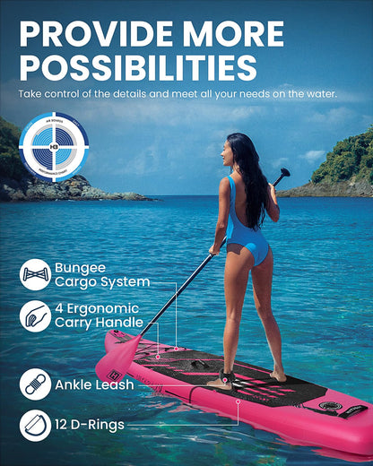 Inflatable Stand Up Paddle Board with Premium SUP Accessories & Camera Mount, Inflatable Ultra-Light (17.3lbs) Paddle Board for Adults & Youth of All Skill Levels, 11' Inflatable SUP Board