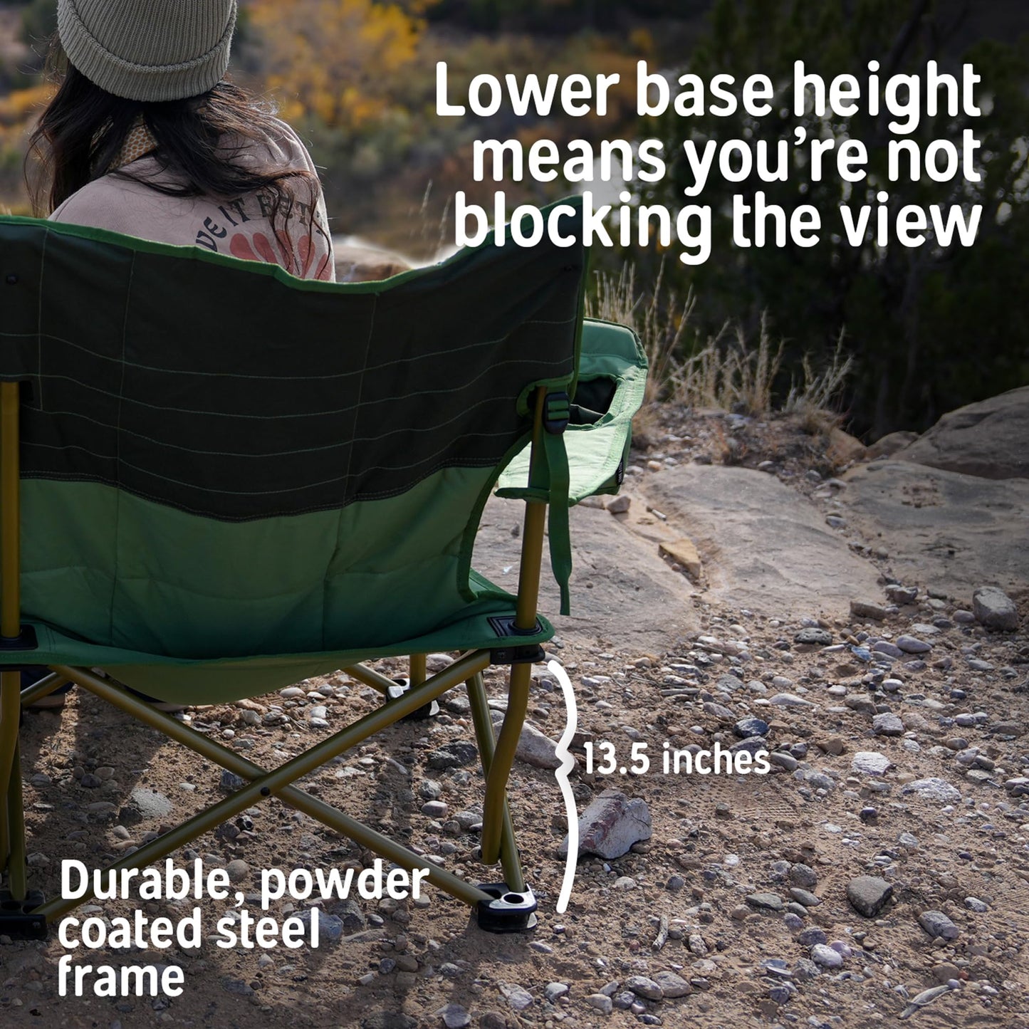 Kelty Low Loveseat Oversized 2-Person Heavy Duty Folding Camp Chair, Double Seat for Soccer Games, Tailgating, Beach Days (Low Height/Deep Lake)
