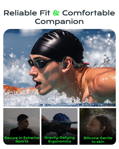 DEMICEA Open Ear Sport Headphones, Wireless Bone Conduction Earphones, Built-in 32GB MP3,with Mic, IP68, Sweat & Water Resistant, Up to 8 Hours Battery, Bluetooth 5.3, for Running, Workouts, Swimming