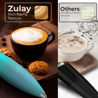 Zulay Kitchen Tornado Triple Whisk Milk Frother - Handheld Foam Maker for Coffee & Lattes - Turquoise