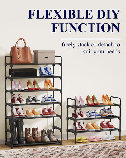 Kitsure Shoe Rack - Sturdy Space-Saving Shoe Storage for Entryway | 27.6" Wide, Black