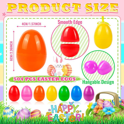 OCTERIC 60Pcs Easter Eggs, 2.3" Fillable Bright Colors Plastic Easter Eggs Empty for Easter Hunt, Easter Basket Stuffers, Party Favor, Classroom Prize Supplies