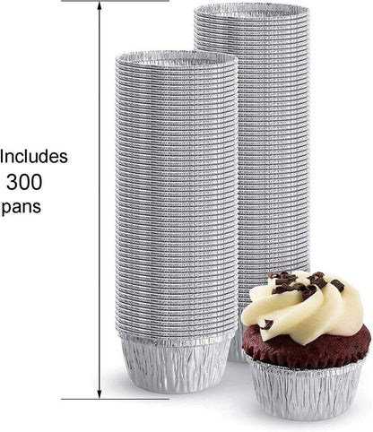 300 Pack Aluminum Foil Ramekin, Disposable Ramekins 4 Oz Aluminum Cupcake Size Perfect Baking Cups Aluminum Ramekins for Souffle & Creme Brulee Baking, Appetizer