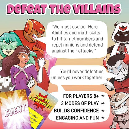 Outnumbered: Improbable Heroes Board Game - A Mensa Award Winning Superhero Math Game | Fun &amp Educational Game for Kids Adults and Families | STEM Toy to Learn Multiplication &amp Division