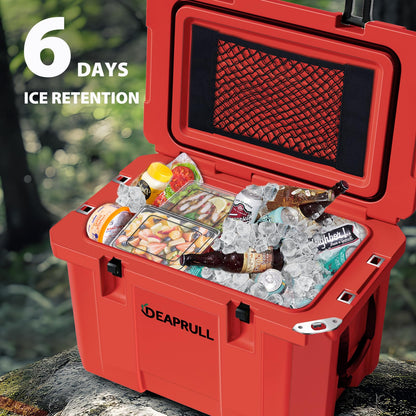 60 Quart Hard Cooler, Insulated Ice Chest Box Holds Ice for up to 6 Days, Portable Cooler with Nylon Rope Handles, Cup Holders, Double Latches for Camping Drink, Beach, Picnic, Fishing, Boat, Barbecue