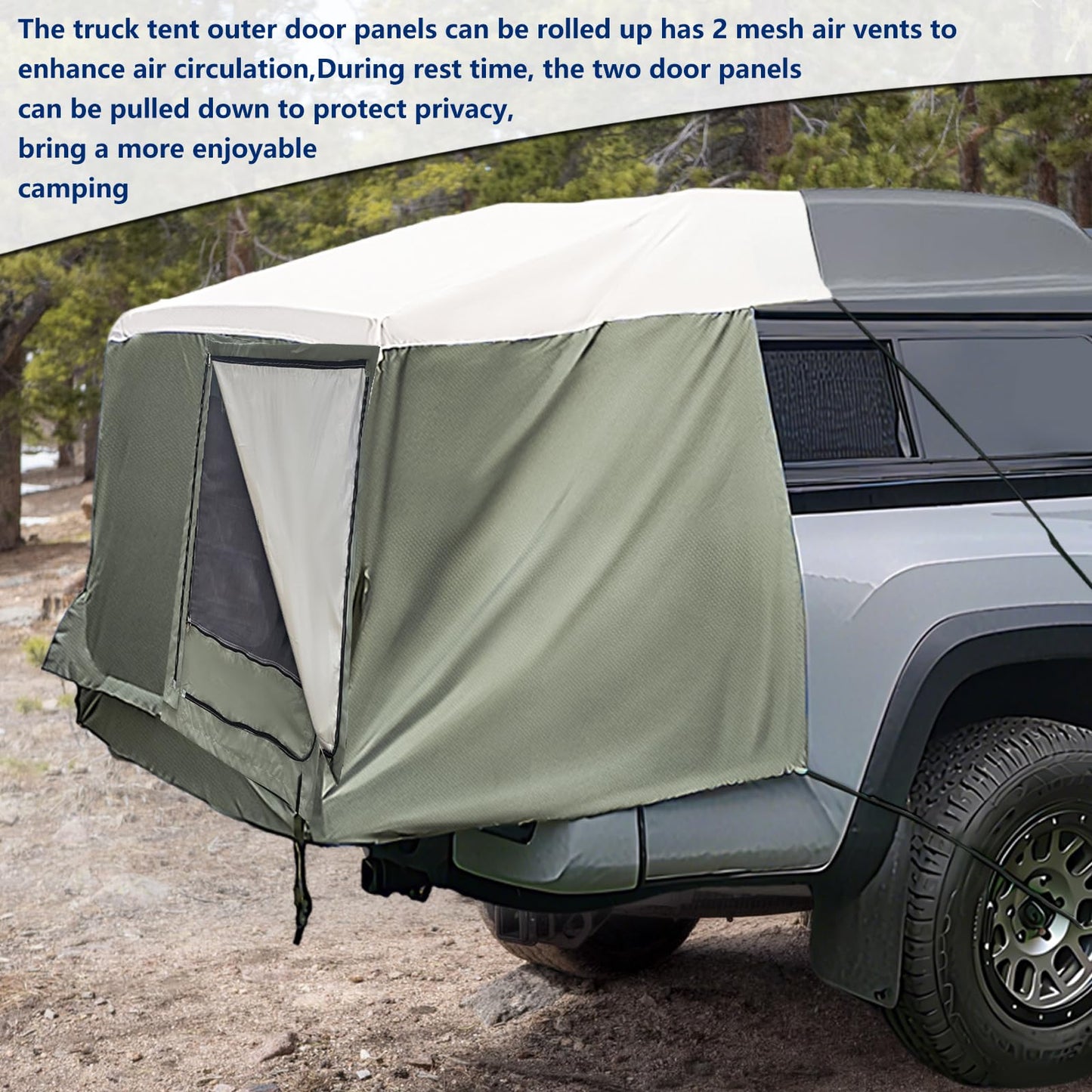 Full-Size Truck Bed Tent,Outdoor 600D Waterproof Truck Tent Compatible with Fits Ford F-150,Chevy Silverado,Toyota Tundra,Tacoma (2005+),Tailgates 58" Designed for Full-Size Trucks with Caps