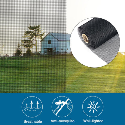 NeatiEase Window Screen Roll, 96"x100' Adjustable Flexible Fiberglass Screen Door Mesh - DIY Replacement Kit for Patio Porch Door Windows and Sliding Screen Doors(Black)