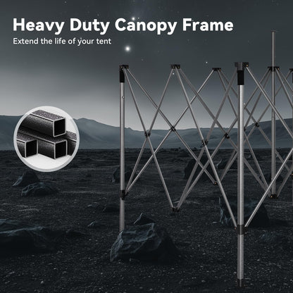 COBIZI 10x15 Heavy Duty Pop Up Canopy Tent with 4 Sidewalls Thicken Frame, Commercial Easy Up Outdoor Wedding Party Tents, All Season Waterproof Windproof with Stakes Sandbags Ropes Bag, Gray