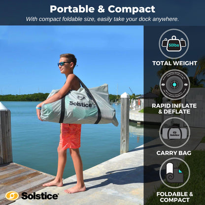 Solstice 10-Person Circular Mesh Inflatable Dock, Floating Water Raft Platform, 10ft - Round Outdoor Ring for Lake, River, Swimming Pool & Beach, Includes w/Carry Bag & Repair Kit