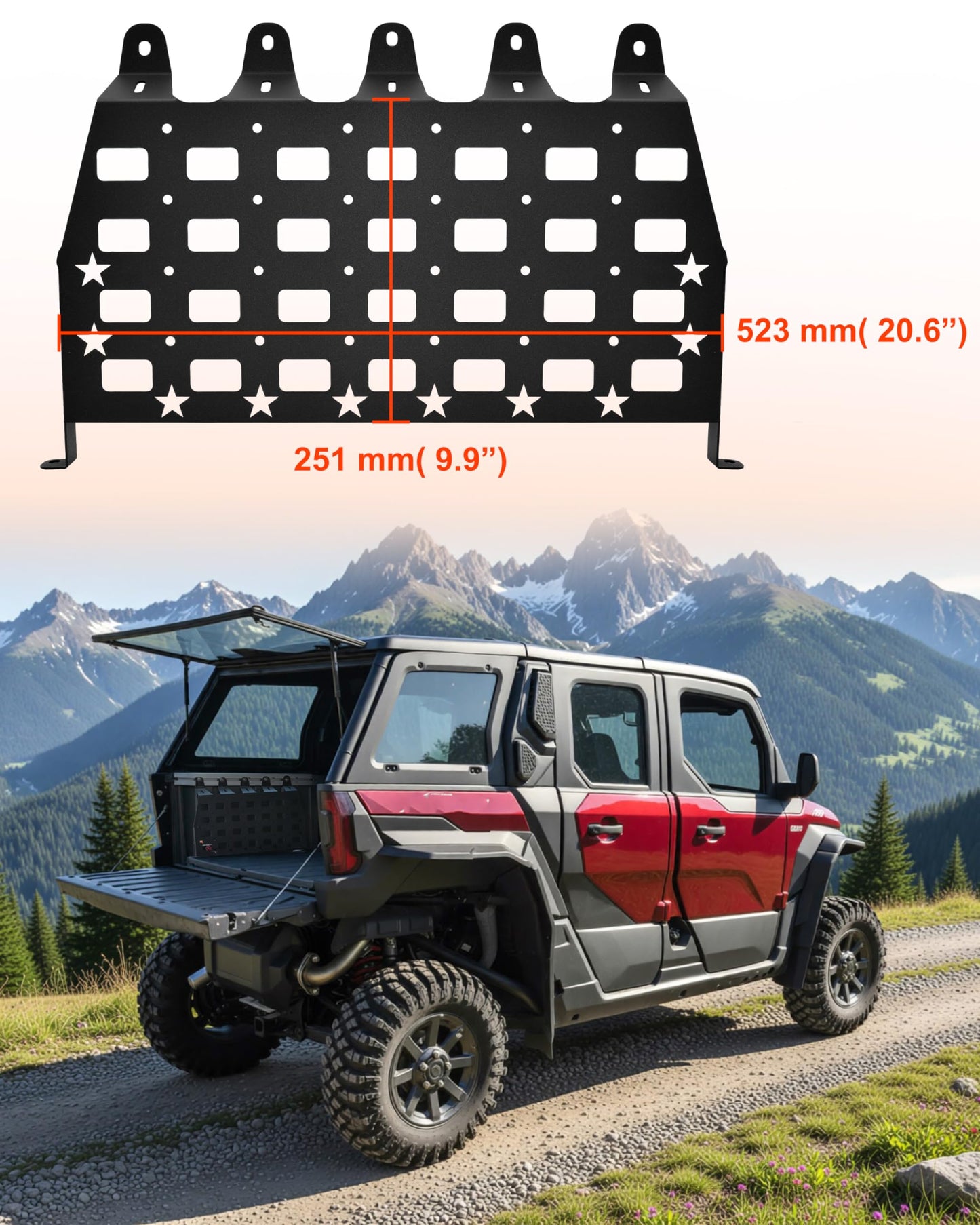 KEWISAUTO Rear Cargo Bed Side Molle Panels for Polaris Xpedition ADV 2024-2026 Accessories, 2 PCS Iron Rear Storage Tool Organizer Cargo Shelf Rack Side Molle Panels for Xpedition ADV 5 2024-2026