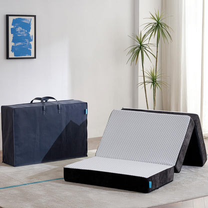 Freesof Odorless Foldable Mattress Twin Size 75" x 38" x 6", 6 Inch Medium Firm Folding Foam Mattress with Storage Bag, Fiberglass Free Trifold Memory Foam Mattress for RV, Guest Bed