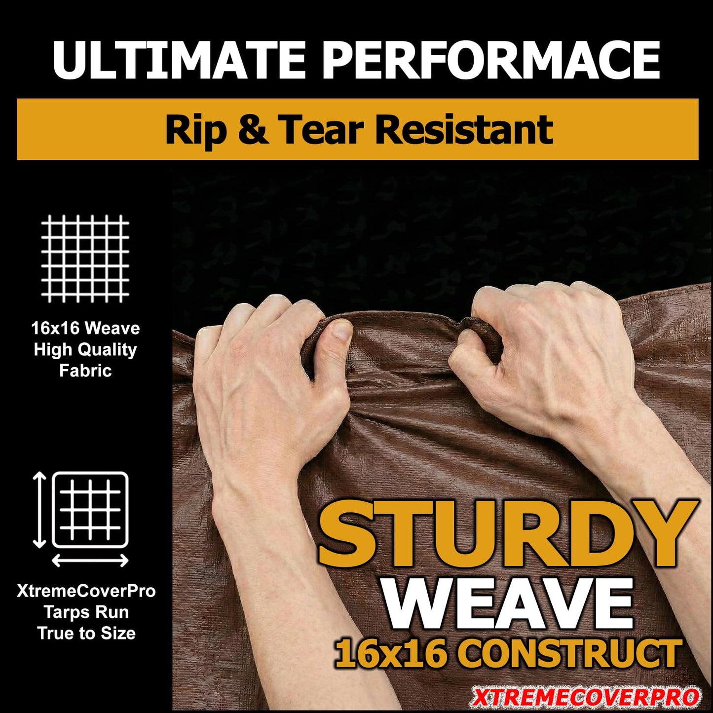 20' x 40' Brown Super Ultra Heavy-Duty Tarp – 20 Mil Waterproof & UV-Resistant 20x40 - Large Outdoor Tarp, Waterproof Cover for Rain Camping, Tent, UV Protection, Reinforced Corners