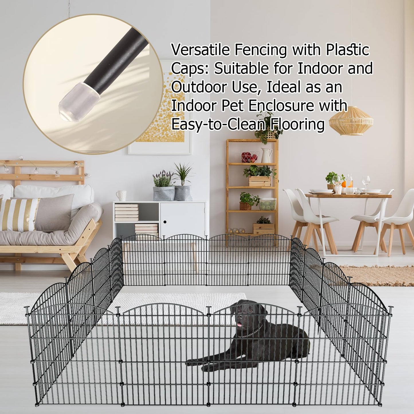 10 Panels Garden Fence Dog Fence Outdoor for Yard, 32in H x 23.6ft L Rustproof Metal Fencing with Ground Stakes | No Dig Animal Proof Containment for Pets/Rabbits | Durable Patio Security Panels