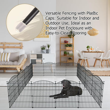 10 Panels Garden Fence Dog Fence Outdoor for Yard, 32in H x 23.6ft L Rustproof Metal Fencing with Ground Stakes | No Dig Animal Proof Containment for Pets/Rabbits | Durable Patio Security Panels