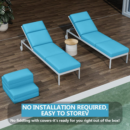 2 Pcs Chaise Lounge Cushions Outdoor, 72 x 21 x 4 Inch Lounge Chair Cushions for Outdoor Furniture - Waterproof Lounge Patio Replacement Cushion, 4In Fade-Resistant ThickPatio Chaise Lounge Cushion
