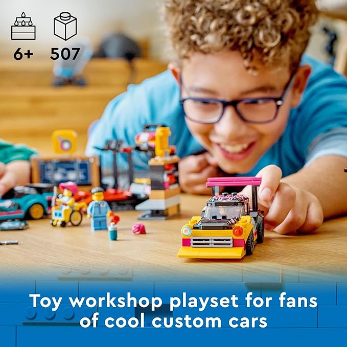 LEGO City Custom Car Garage 60389 Toy Garage Building Set with 2 Customizable Cars and Car Accessories Pretend Play Mechanic Toy with 4 Minifigures Gift Idea for Christmas for 6 Year Old Kids