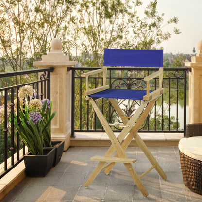 Casual Home American Trails Extra-Wide Premium Directors Chair 30" H Bar Height Natural Frame Blue Canvas