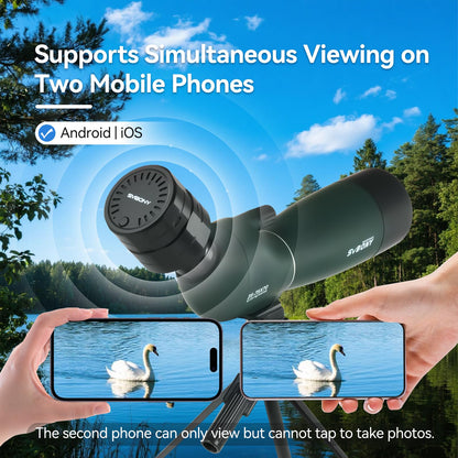 SVBONY SV28 Spotting Scope with Tripod & SC002 WiFi Camera for Digiscoping, Waterproof & Fofproof, 25-75x70mm Long Range Spotter Scope for Target Observing, Bird Watching