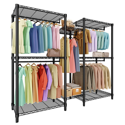 EliteEdge Freestanding Heavy Duty Garment Rack with Adjustable Shelves and Hanging Rods, Large 1870 Lbs Capacity Portable Closet Organizer for Bedroom or Cloakroom Storage, Black