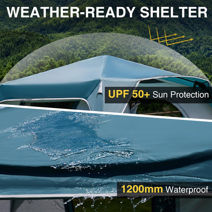 LEISURE IMPACT 6 Person Instant Camping Tent with Rainfly, 60s Easy Setup Family Cabin Tent 10x9ft, 1200mm Waterproof & Skylight Ventilation, Portable Shelter for Outdoor Camping, Hiking, Backyard
