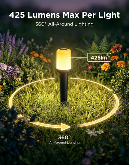Govee Outdoor Cylinder Pathway Lights 8 Pack, 425lm Patio Lights, IP67 Waterproof, 60+ Preset Scene Modes, Outdoor Decor for Path, Patio, Garden, Lawn, Compatible with Alexa, Google Assistant, Matter