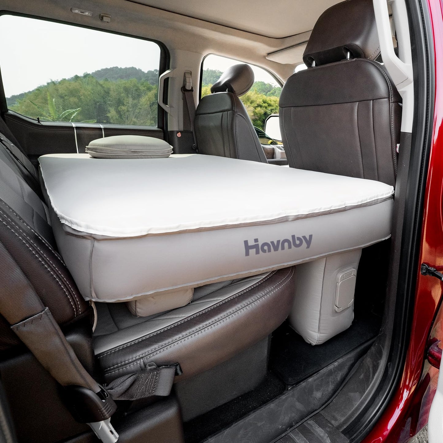 Havnby Truck Cabin Mattress, TPU Air Foam Camping Bed for Back Seat, Inflatable SnugNest with Rechargeable Built-in Pump, Portable Sleeping Mattress for RAM Pickup Trucks