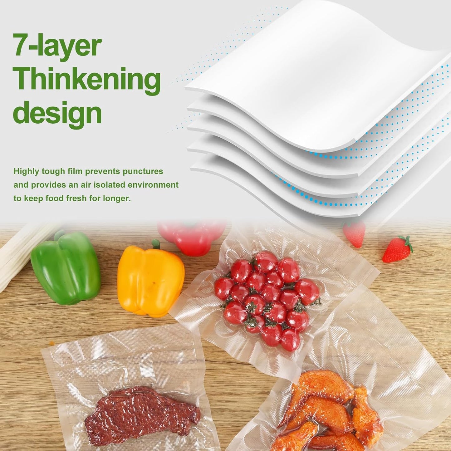 Moretoes Vacuum Sealer Bags - 6 Rolls 8" x 20' BPA-Free Food Storage Bags for Sous Vide & Meal Prep