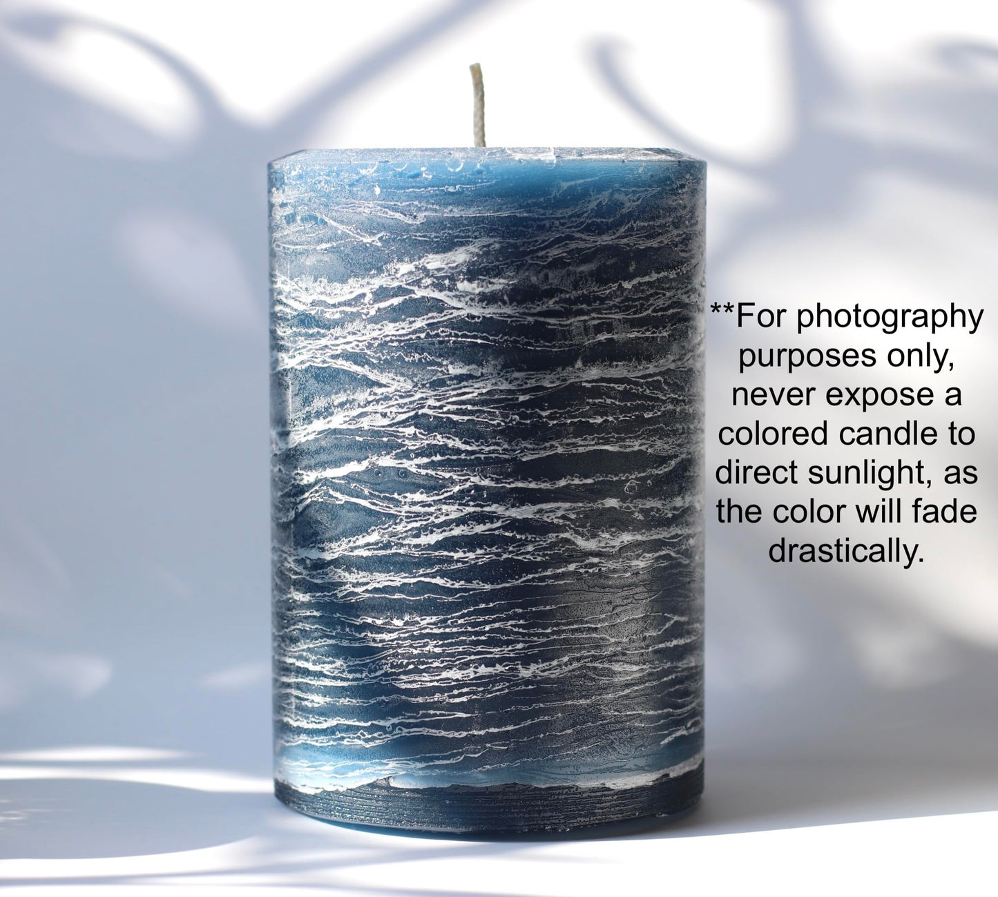 Modern Candle Design Large Unscented Rustic Nordic Pillar Candle Handmade in The USA (Calming Blue)