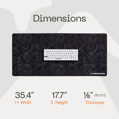 Higround BLACKICE XL Topograph Gaming Mousepad, Cool Medium Speed Desk Mousepad, Computer Mouse Mat, Flat Stitched Edge, Full Range of Motion, Non-Slip Rubber Base, Perfect for Gamers & Office Use