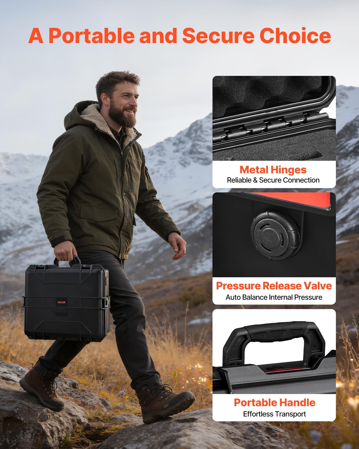 VEVOR Hard Pistol Case, Holds 8 Pistols & 28 Magazine, Hard Gun Case with Pre-Cut XPE Foam Lining, Waterproof Firearm Travel Case with Handle for Gun, Lenses, Camera, Gear, TSA Compliant