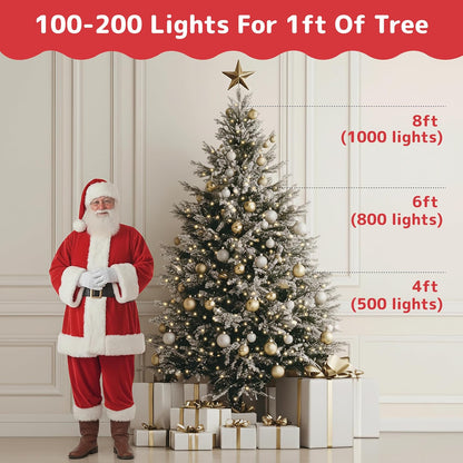 PREXTEX 50 Count Clear Christmas Tree Lights - 10 ft Warm White String Lights for Indoor/Outdoor Decor