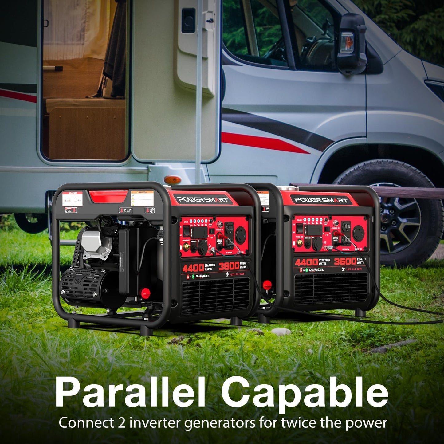 PowerSmart 4400-Watt Dual Fuel Portable Inverter Generator, PowerSmart Gas Powered, CO-Sensor, Lightweight & Quiet for Home Use and Emergency Backup, Camping, EPA Compliant