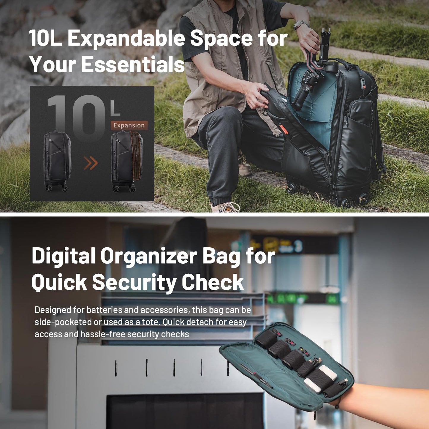 PGYTECH 2-in-1 Roller Camera Backpack, DSLR/SLR/Mirrorless Bag for Travel Photographers, Rolling Luggage with Tripod & Removable Modular & Rain Cover, Compatible with Canon, Nikon, Sony
