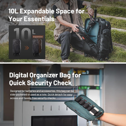 PGYTECH 2-in-1 Roller Camera Backpack, DSLR/SLR/Mirrorless Bag for Travel Photographers, Rolling Luggage with Tripod & Removable Modular & Rain Cover, Compatible with Canon, Nikon, Sony